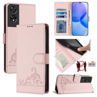 Funda Tipo Cartera Foxdock Para Tcl 505 Con Soporte, Ranuras, Rfid, Diseño De Gato
