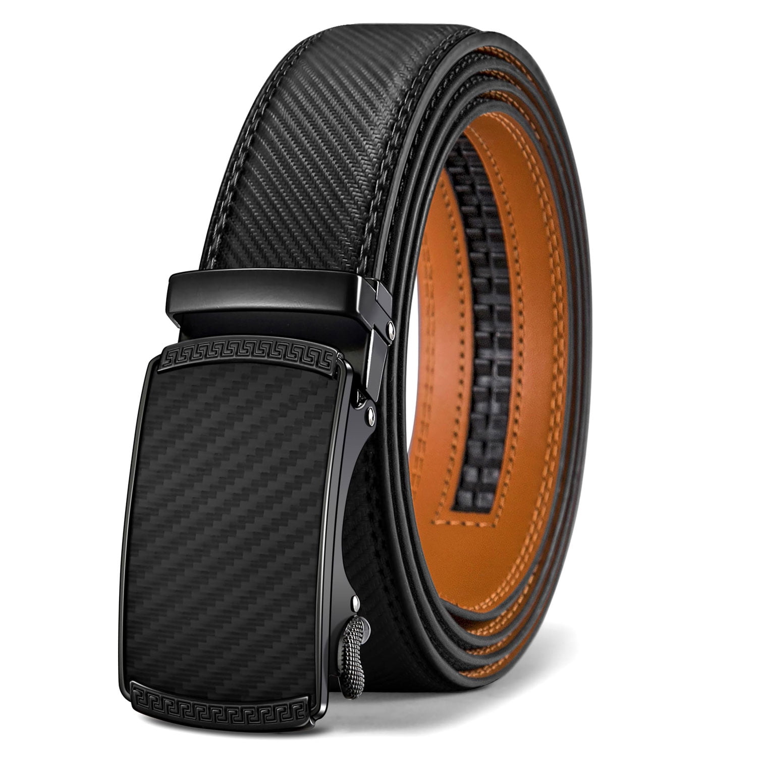 Malltradecl - Cinturón Correa Cuero Hombre Ajustable Alta Calidad Negro 115 Cm