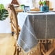 thumbnail image 2 of Mantel Rectangular Gris Piedra Con Bordados Lineales Blancos y Borlas, 2 of 6
