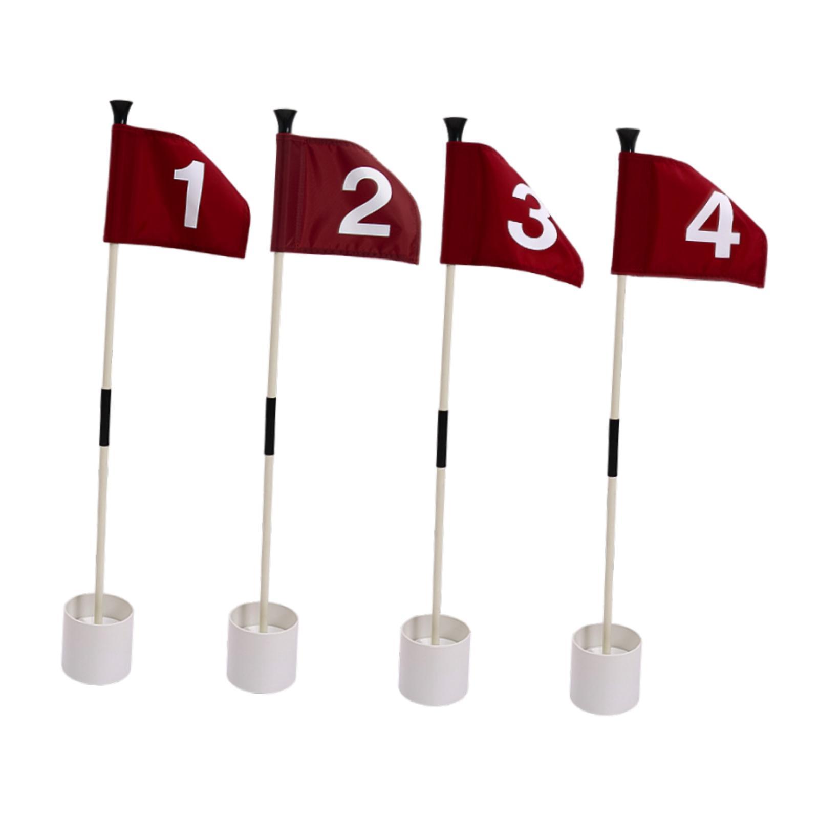 Magideal - 4X Palos De Bandera De Golf Bandera De Golf Y Taza Accesorios De Golf Portátiles Taza De Hoyo Con Mástil De Bandera Para Campo De Prácticas Interior Y