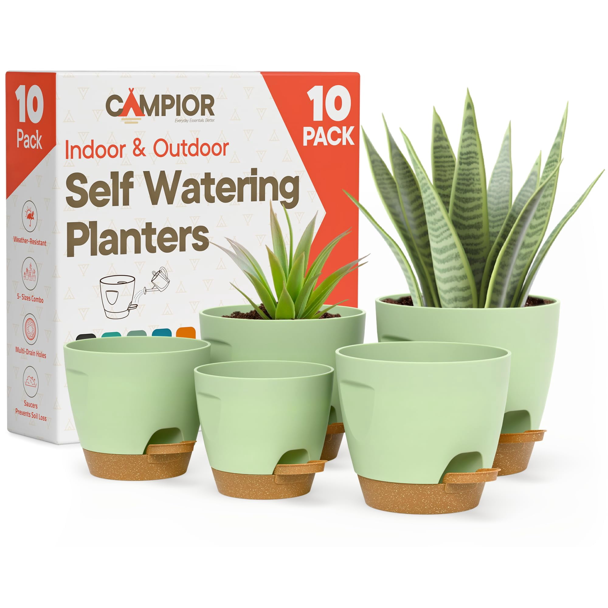 Macetas Campior 10 Pack Con Autorriego Para Interior Y Exterior