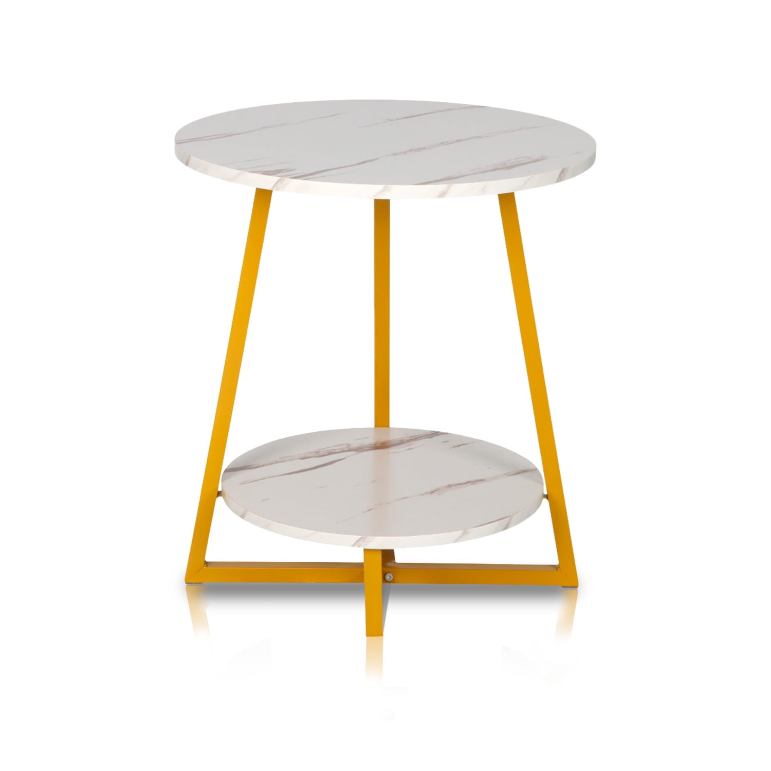 Novahus - Mesa De Centro Lateral Dos Niveles Redonda Blanca