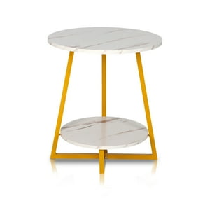 Novahus - Mesa De Centro Lateral Dos Niveles Redonda Blanca