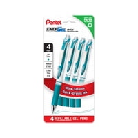 Bolígrafos De Gel Líquido Pentel Energel Rtx Medium Turquesa, Paquete De 4