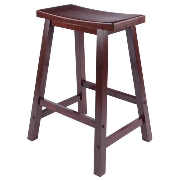 Taburete Winsome Satori con asiento de sillín, 24 cm, madera de nogal