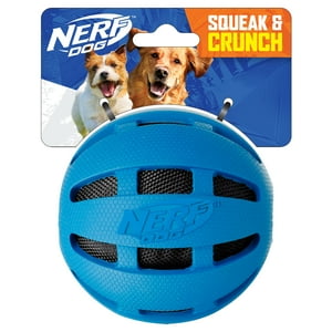 Pelota De Goma Nerf Dog Crunch And Squeak, Color Azul