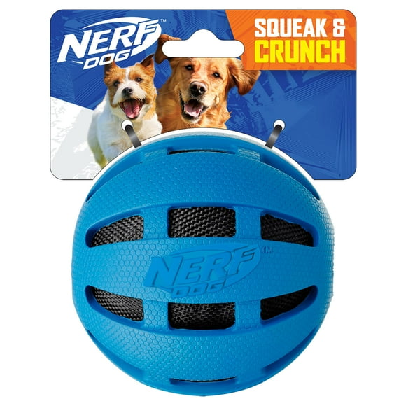Pelota de goma Nerf Dog Crunch and Squeak, color azul