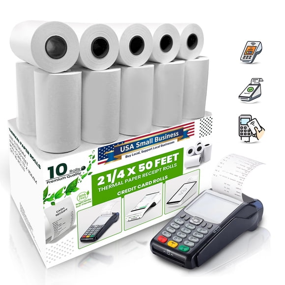Rollos de papel térmico para recibos PM Company 5,7 cm x 15 m (paquete de 10)