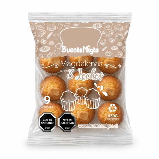 Magdalenas Tres Leches 9 Un 430 gr Buenas Migas