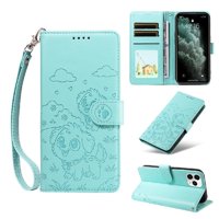 Funda Billetera Foxdock Compatible Con Iphone 11 Pro Max , Diseño Perrito Tierno, Ranuras Para Tarjetas Y Soporte Plegable
