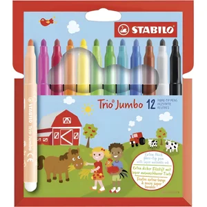 Stabilo Marcadores Trío Jumbo Con Punta Extragruesa 12 Unid.
