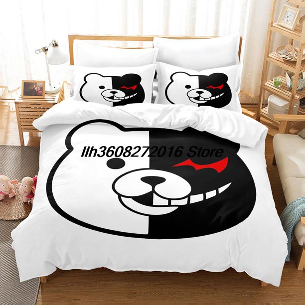 v809 Bed Sheets Monokuma Bedding Set Single Twin Full Queen King Size Bed Set Aldult Kid Bedroom Duvetcover Sets Anime Bed Sheet Set 3-Piece Bedding Set (1 Duvet Cover + 2 Pillow Shams) Bed Sheets ju