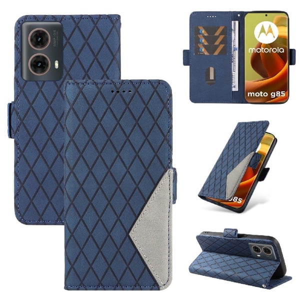 Funda Cartera para Motorola MOTO G85 con Tarjetero Soporte y Correa Azul