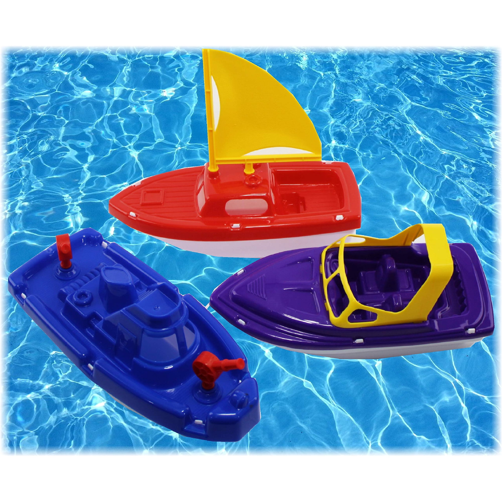 Set De Barcos De Plástico Matty's Toy Stop Para Velero, Lancha Rápida Y Barco De Bomberos