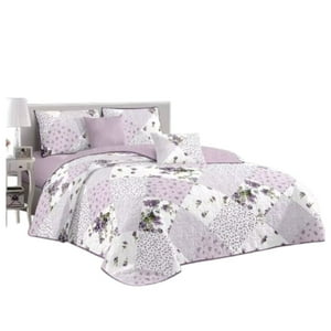 Genérico - Cubrecama Quilt Verano King - Patchwork Lila Kfl593