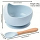 thumbnail image 2 of 1set Baby Feeding Bowl And Spoon Set, Silicone Baby Bowl Suction Cup With Wooden Spoon Silicone Suction Base Non Slip Baby First Feeding Kit Gift For Toddler Children Girls Boys, 2 of 4