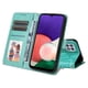 thumbnail image 3 of Funda tipo cartera FOXDOCK para Samsung Galaxy A22 5G , diseño girasol en relieve, cuero PU, cierre magnético, soporte y tarjetero, 3 of 5