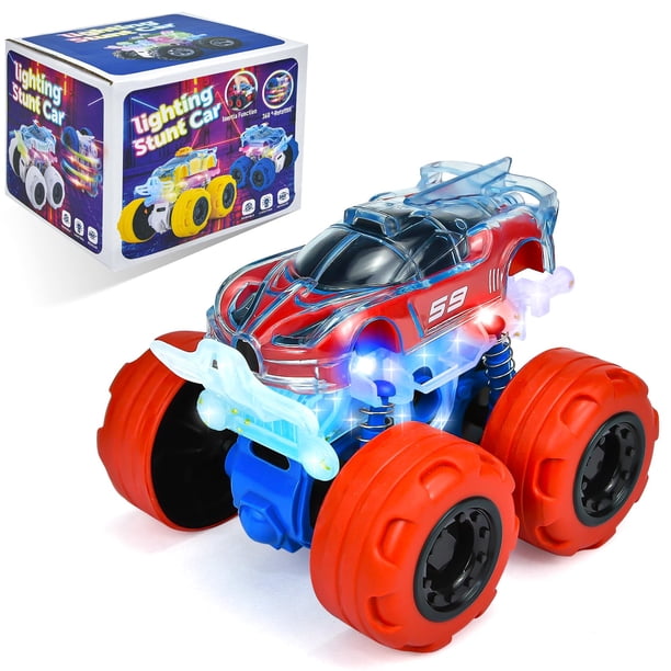 Camión monstruo de juguete TQBYNJ, auto acrobático con luces LED para niños de 3 a 6 años