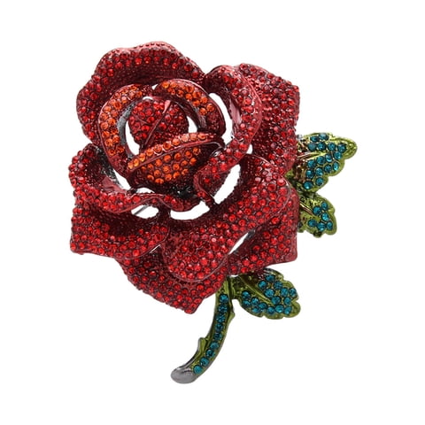 Magideal - Broche De Rosa, Pin Para Solapa Con Insignia, Decoración Romántica, Broche De Diamantes De Imitación, Broche Del Día De San Valentín Para Cóctel, Aniv