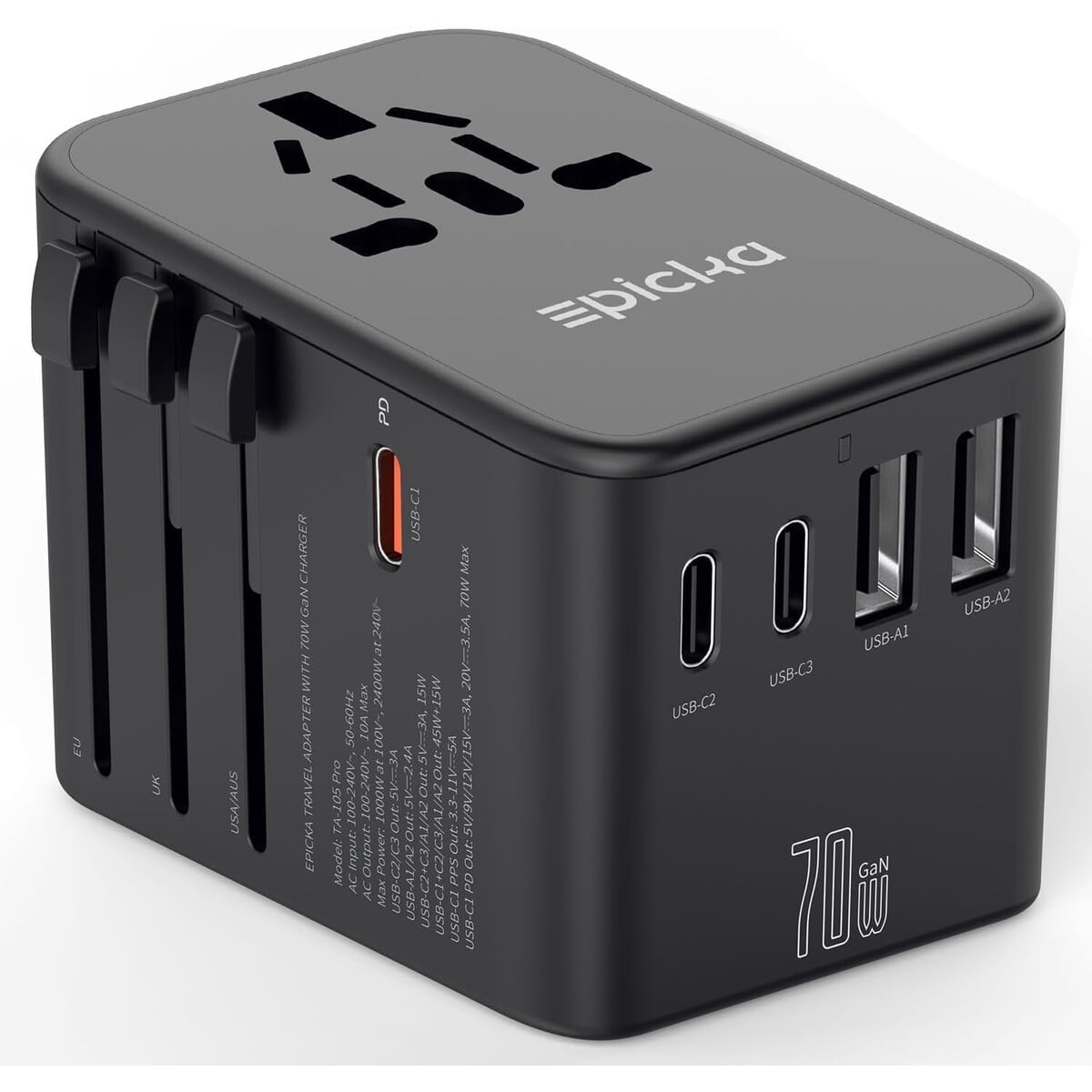 Adaptador Universal Epicka Gan 70w 6 En 1 Usbca