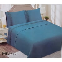 Genérico - Juego De Sábanas Con Broderíe 2 Plazas - Petróleo M8717