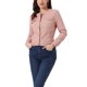 thumbnail image 4 of INSPIRE CHIC Chaqueta de Mezclilla Recortada de Manga Larga sin Cuello con Botones para Mujer Rosa Polvoriento S, 4 of 6