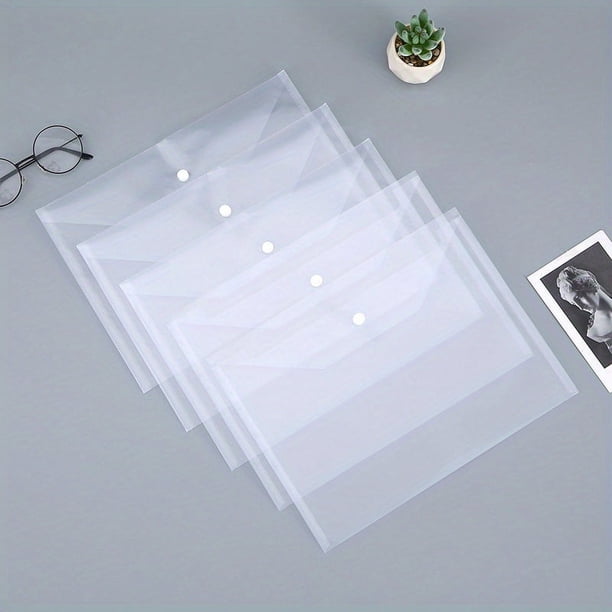 10pcs A4 File Bags - Transparent, Diagonal Test Paper Buckle Storage - Perfect Office Organizer & Back To School Supplies