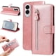 thumbnail image 5 of Funda tipo cartera para Samsung Galaxy S25 Edge con bolsillo con cremallera y ranuras para tarjetas – Función de soporte Rosa, 5 of 5