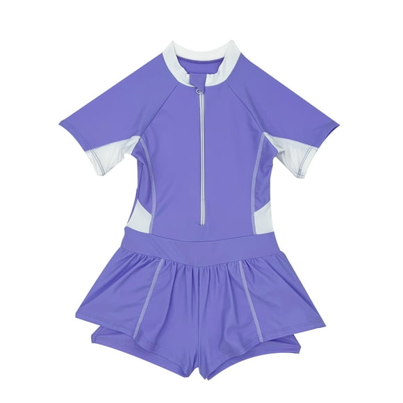 Traje De Baño Niña Con Falda Protección Uv Morado 4