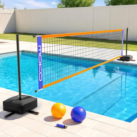 Set de red de voleibol para piscina MoKo, ajustable de 4,5 a 7,5 m, con pelotas
