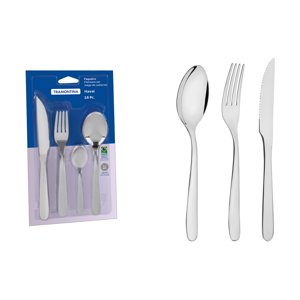 Juego De Cubiertos De 16 Piezas Tramontina Havaí De Acero Inoxidable Con Cuchillos Para Asado