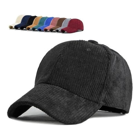 Ezn - Gorra 100% Algodón Cotelé Jockey Unisex Clásico Casual Negro Única