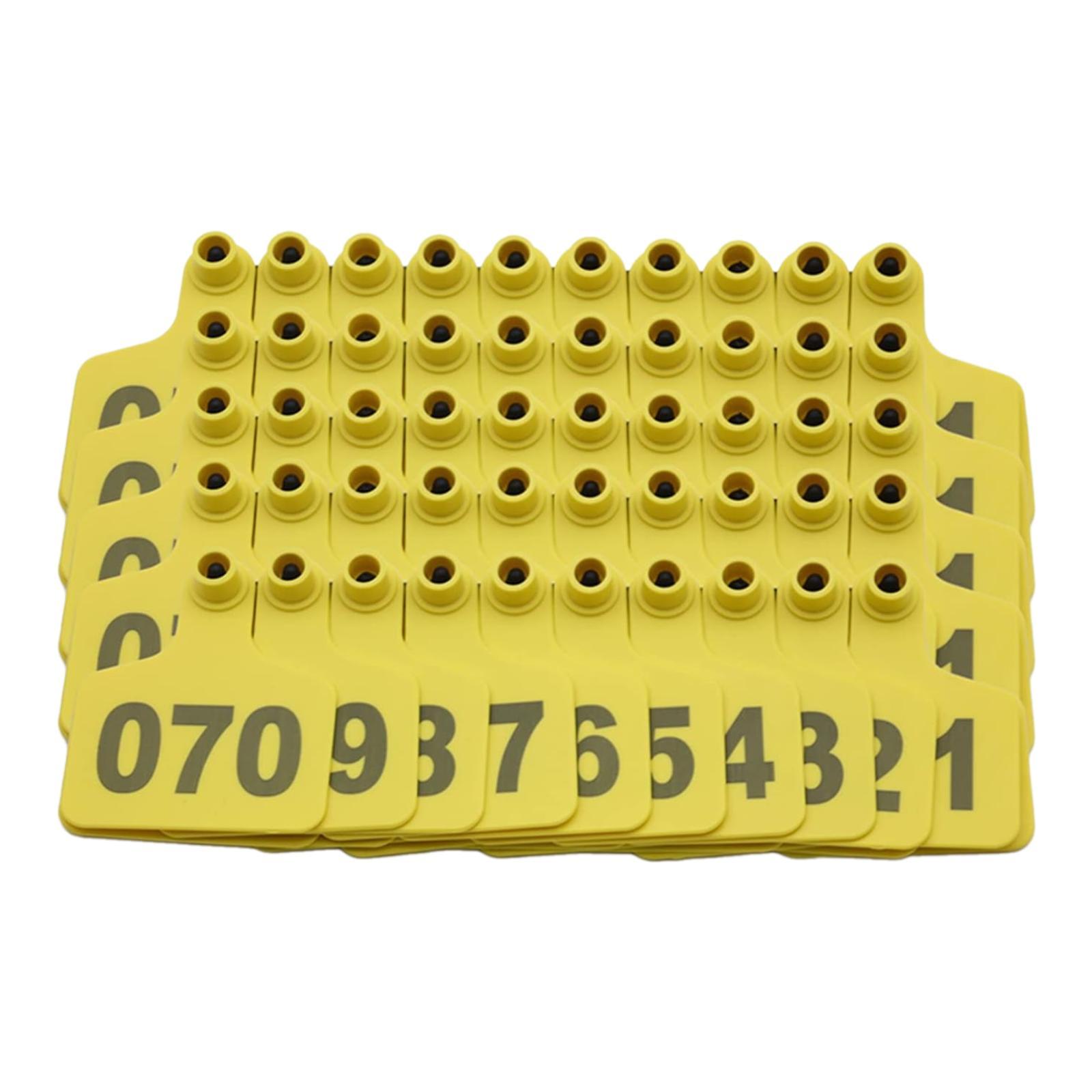 Magideal - 100 Piezas Para Marcas De Animales De Granja, Cabras, Identificación De Animales Con El Número 001-100, Letreros, Letreros Para Animales Para El Zooló Amarillo