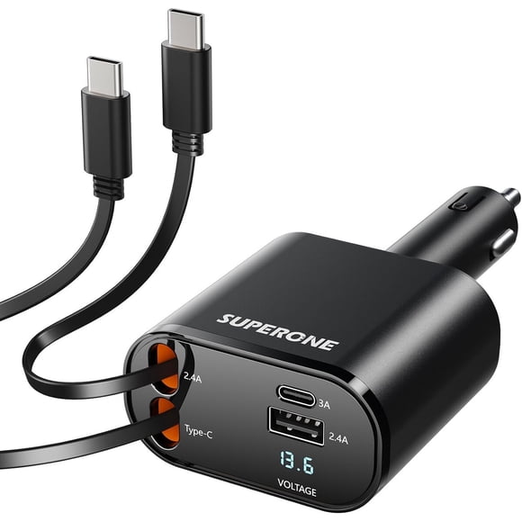 Cargador para auto SUPERONE 69 W 4 en 1 retráctil