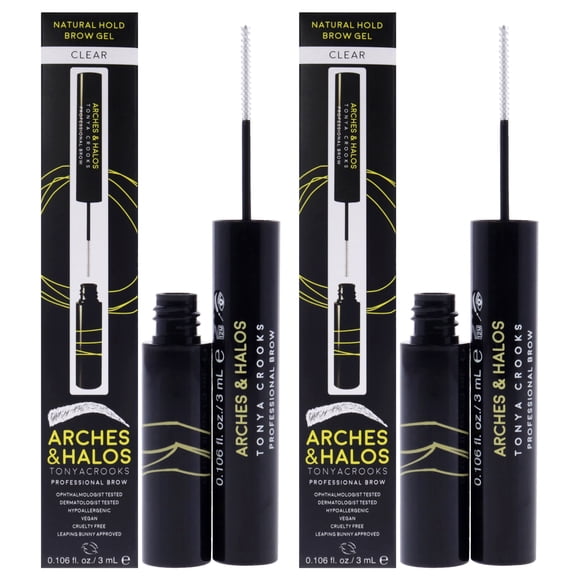 Gel para cejas Arches and Halos Natural Hold Clear, paquete de 2