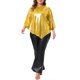 thumbnail image 2 of Agnes Orinda Trajes de Halloween para Mujeres Tallas Grandes Escuela Colegio Top Metálico Brillante Cuello Redondo 3/4 Manga Acampanada Dobladillo Asimétrico Blusa Brillante para Fiesta en Club 4X Oro, 2 of 6