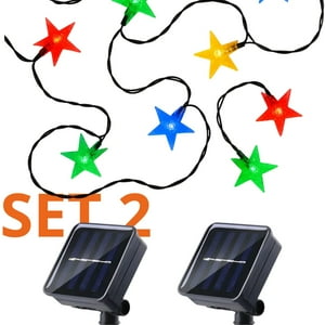 Genérico - Set 2 Guirnalda Solar Estrellas Rgb 50 Led Jardin 6 Metros