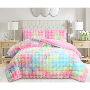 Todostore - Cobertor Peludo De Felpa Con Chiporro 2 Plazas Multicolor