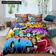 thumbnail image 1 of Hippie Graffiti Duvet Cover Hip Hop Bedding Set for Kids Teens Adults Wall Urban Street Art Polyester Quilt Cover Bed Sheets, 1 of 5