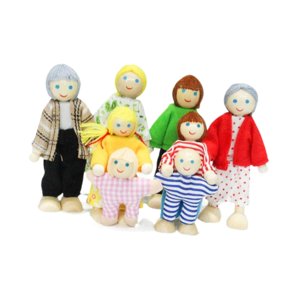 Magideal - Figuras De Personas En Miniatura De Familia Feliz Y Adorable Con Poses Articuladas Para Casa De Muñecas