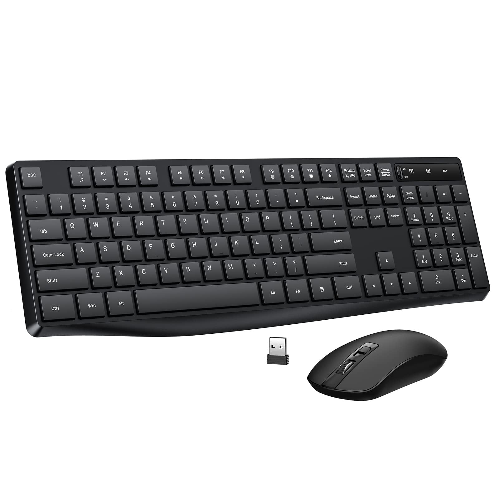 Combo De Teclado Y Ratón Inalámbricos Lovaky De Tamaño Completo, Negro