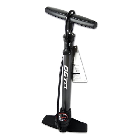 Bombín De Pie Beto 160 Psi Con Manómetro Presta / Schrader Negro