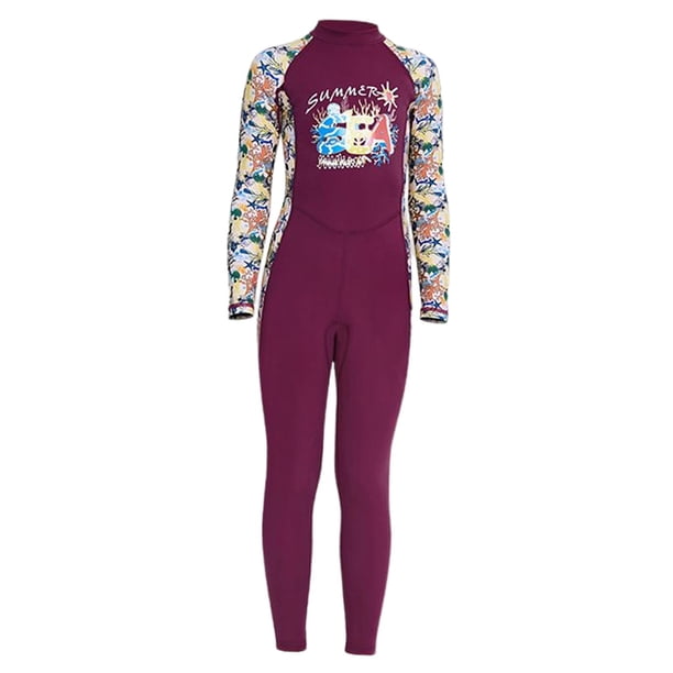 Traje de baño para niños, traje de baño con cremallera, manga larga, trajes completos, traje de buceo, traje húmedo para deportes acuáticos, kayak, su Púrpura XXL