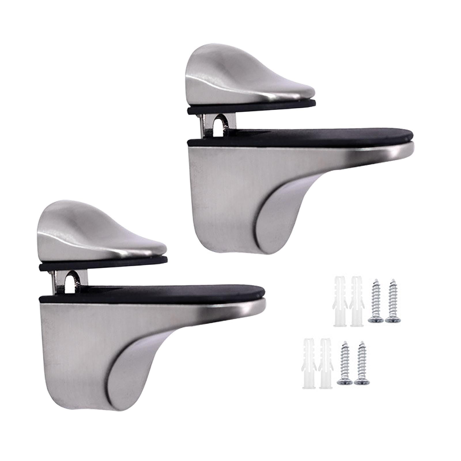 Magideal - Abrazadera De Soporte Para Estante De Vidrio Para Vidrio De 3-21 Mm, Soporte De Clip Para Baño, Herrajes De Soporte Para Estantes, Estantería Para Bañ Cepillado