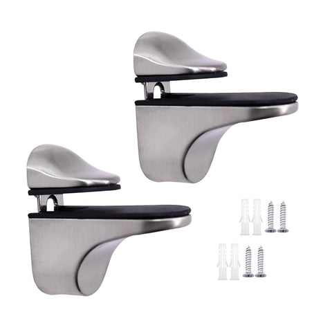 Magideal - Abrazadera De Soporte Para Estante De Vidrio Para Vidrio De 3-21 Mm, Soporte De Clip Para Baño, Herrajes De Soporte Para Estantes, Estantería Para Bañ Cepillado