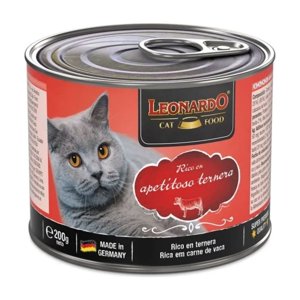 Lata Leonardo Gato Adulto Apetitoso Ternera 200 Grs. X6 Un.