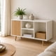 thumbnail image 3 of Rack TV Nórdico 90x30x50 cm 1 Puerta Repisas MDF 12 mm Blanco Madera Patas Altas, 3 of 6