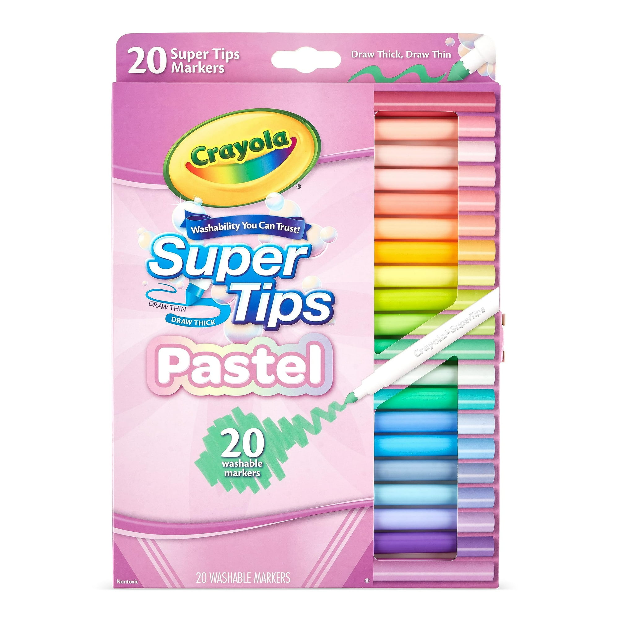 Marcadores Crayola Pastel Super Tips, Lavables, Paquete De 20