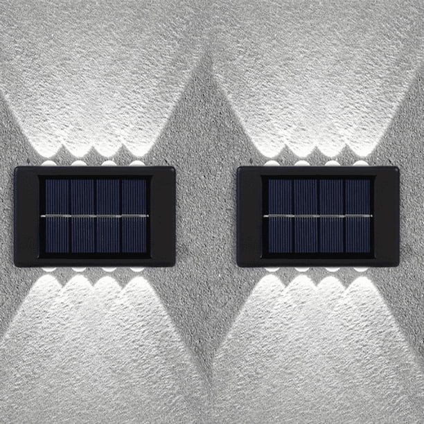 2pcs Solar Up And Down Wall Lights, Outdoor Waterproof 8 LEDs Step Light, Solar Fence Lights For Outdoor Yard Garden Lawn Patio Courtyard Fences Driveway Pathway Decoration