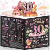 Tarjeta De Cumpleaños Aiunmiol 30Th 3D Pop Up Para Mujer Her Pink